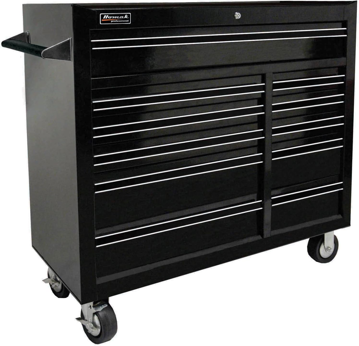 Homak 41-Inch Professional Series 11-Drawer Roller Cabinet, Black, BK04011410