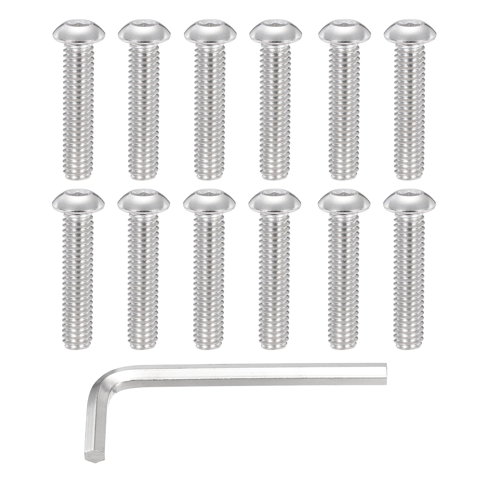 M METERXITY 12 Pack 5/16 18 x 1-1/2" Button Head Socket Cap Bolts Screws, 304 Stainless Steel 18-8 Bolts with Hex Spanner Socket Head Screw for DIY, Furniture, Water Pump, Light Fixture,Silver
