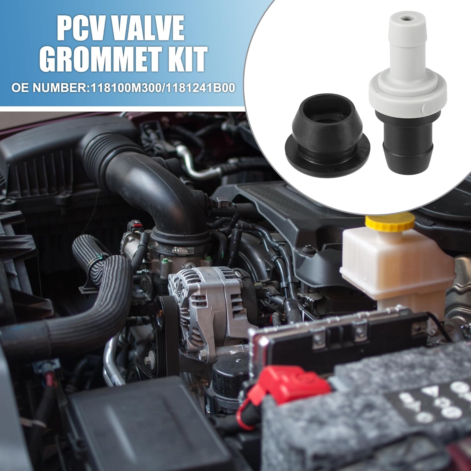 PCV Valve Grommet Kit Exhaust Positive Crankcase Ventilation Fittings No.118100M300/1181241B00 for Nissan Sentra 200SX