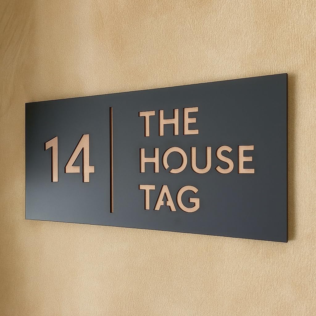 Name Plates for Home Entrance Outdoor | Water Weather Proof Matt Black Acrylic 30x15cm 3D Letters- Golden Letters, Ideal for Home, Office and Outdoor Entrances — Amazon image 20