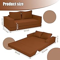 Vista 2 de COMAX Sofá Cama Convertible Queen, Sofá de Piso Plegable de Pana Sofá Cama Extraíble Futón Sleeper con Almohadas, Sofá Plegable Sin Huesos Cómodo