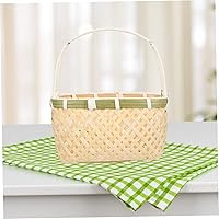 Vista 3 de Zerodeko Cestas de almacenamiento de hierba marina, 2 unidades, rectangulares tejidas, de bambú, canastas de Pascua con asas con bisagras, cesta