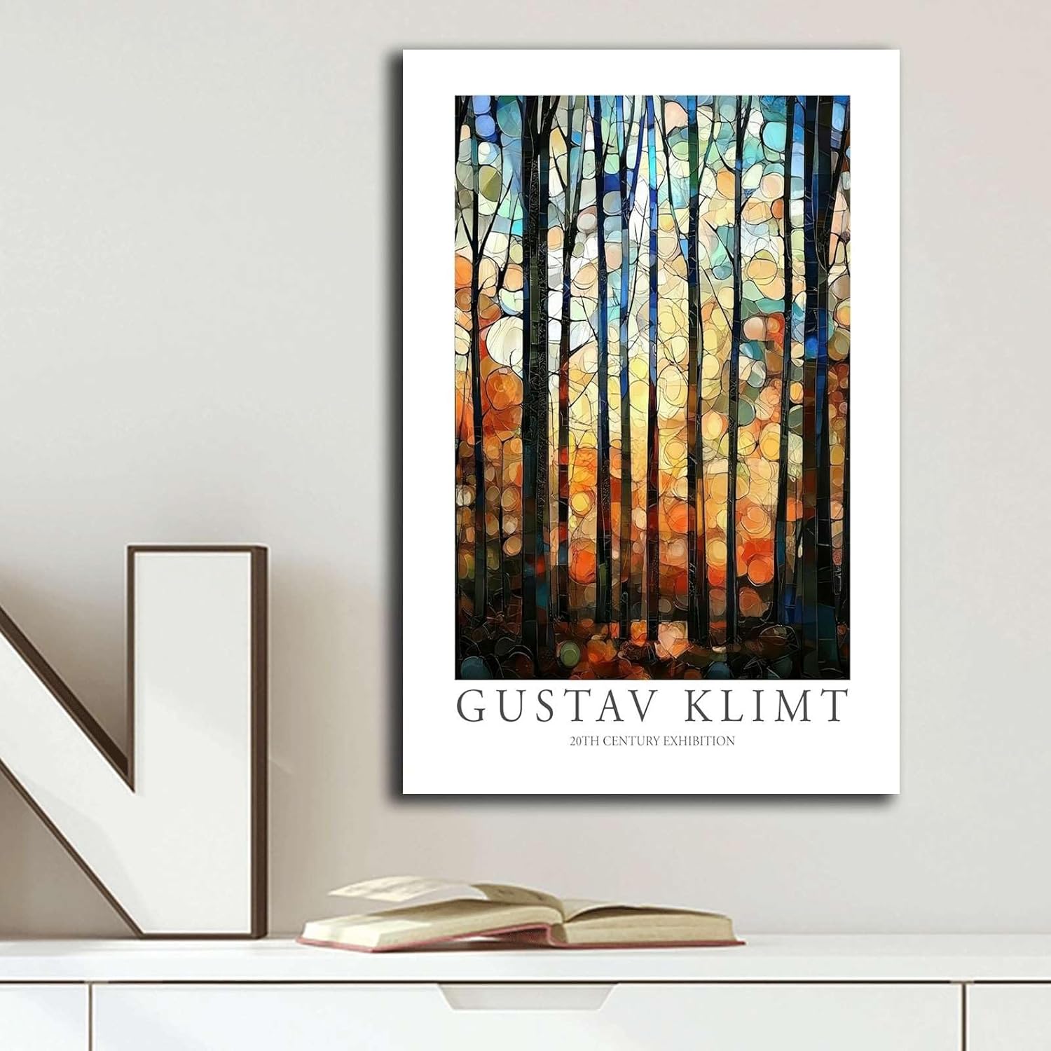 AnenaXean Printed Canvas Painting Wall Art Gustav Klimt Print Trees Flower Garden Painting Klimt Exhibition Poster Painting Floral Decor Art Print Living Room and Bedroom Decoration 20x30inch