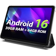 Tablet 10 inch, Android 16 Tablet, 30GB RAM + 64GB ROM, Black