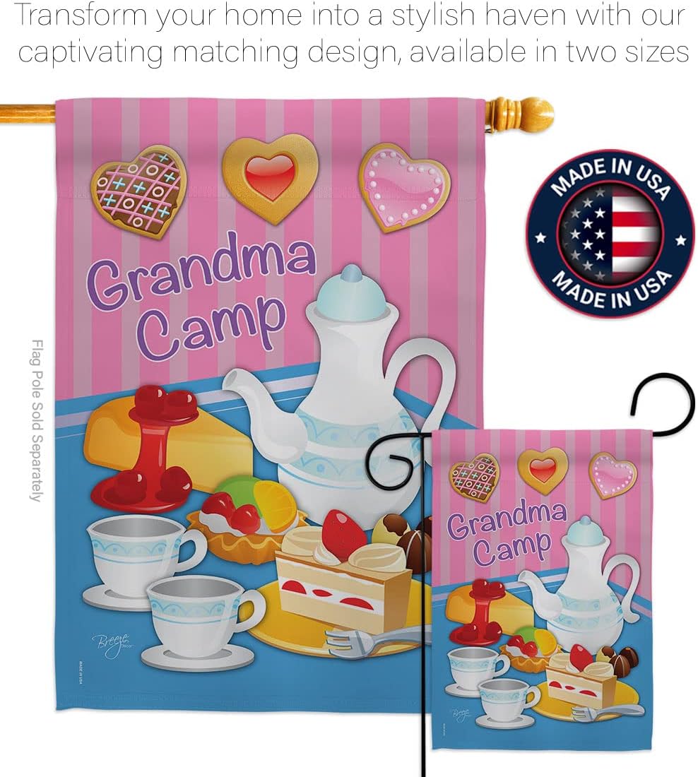 Breeze Decor - Grandma Camp Special Occasion - Everyday Family Impressions Decorative Vertical House Flag 28" x 40" Printed In USA
