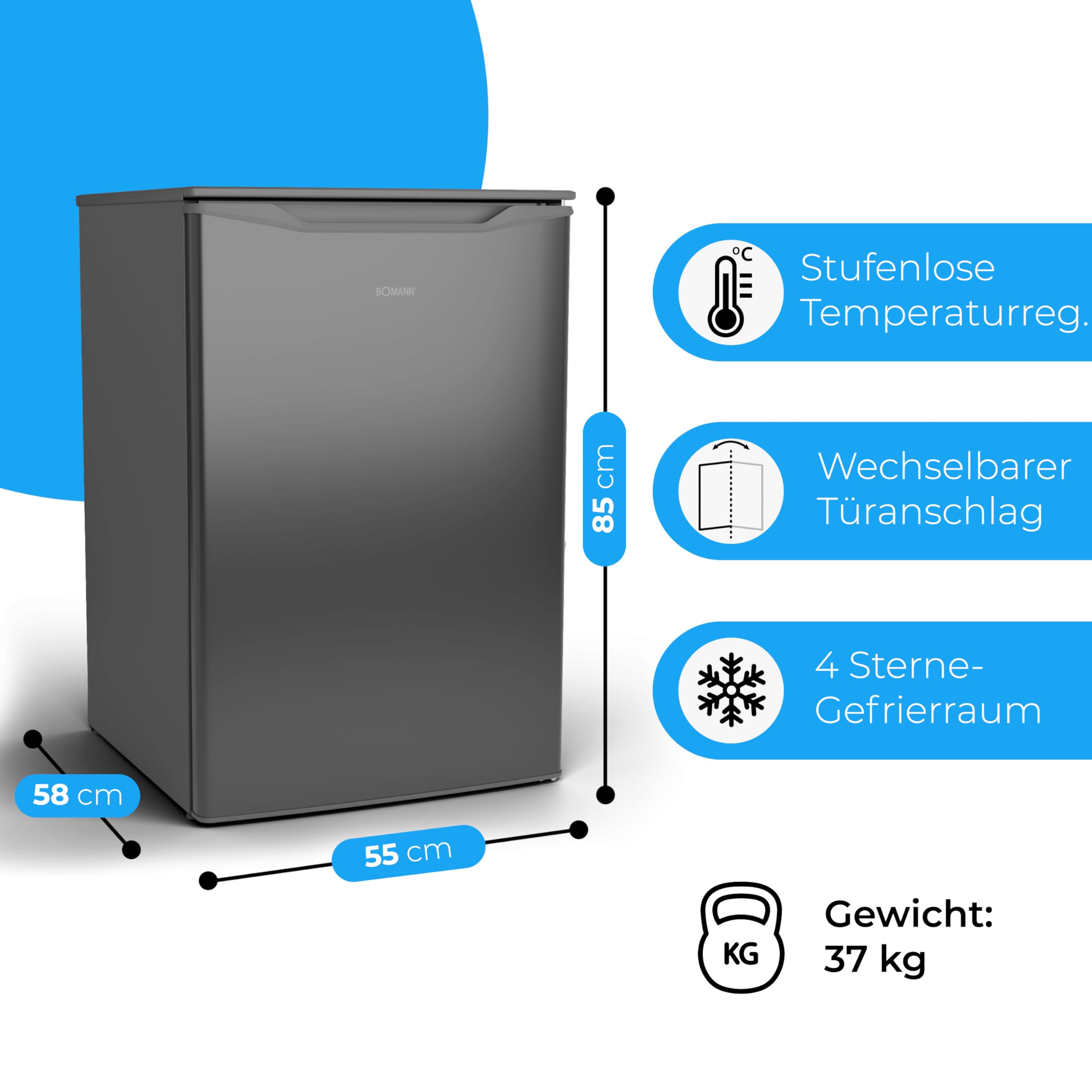 Bomann GS 7253 Gefrierschrank 87 L 4-Sterne-Gefrierfach inox