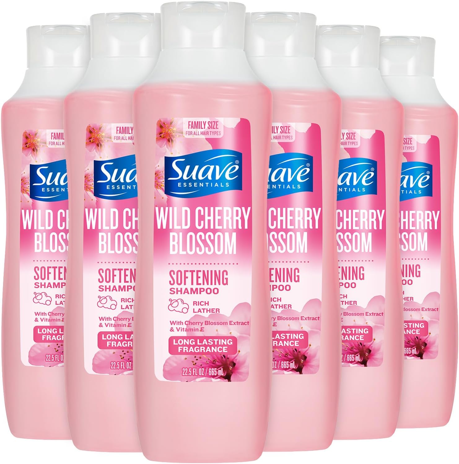 Shampoo, Wild Cherry Blossom 6-Pack โ Fragrant, Softening Formula with Vitamin E, 22.5 Oz Ea