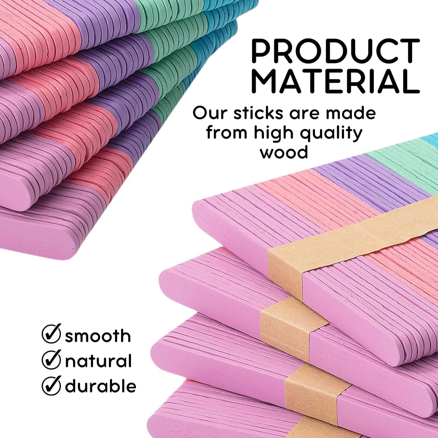 300PCS Pastel Jumbo Popsicle Sticks – 8 Inch Large Ice Cream Stick and Colored Popsicle Sticks Jumbo Wooden Colored Sticks for Crafts DIY and Popsicle Sticks Colored Projects
