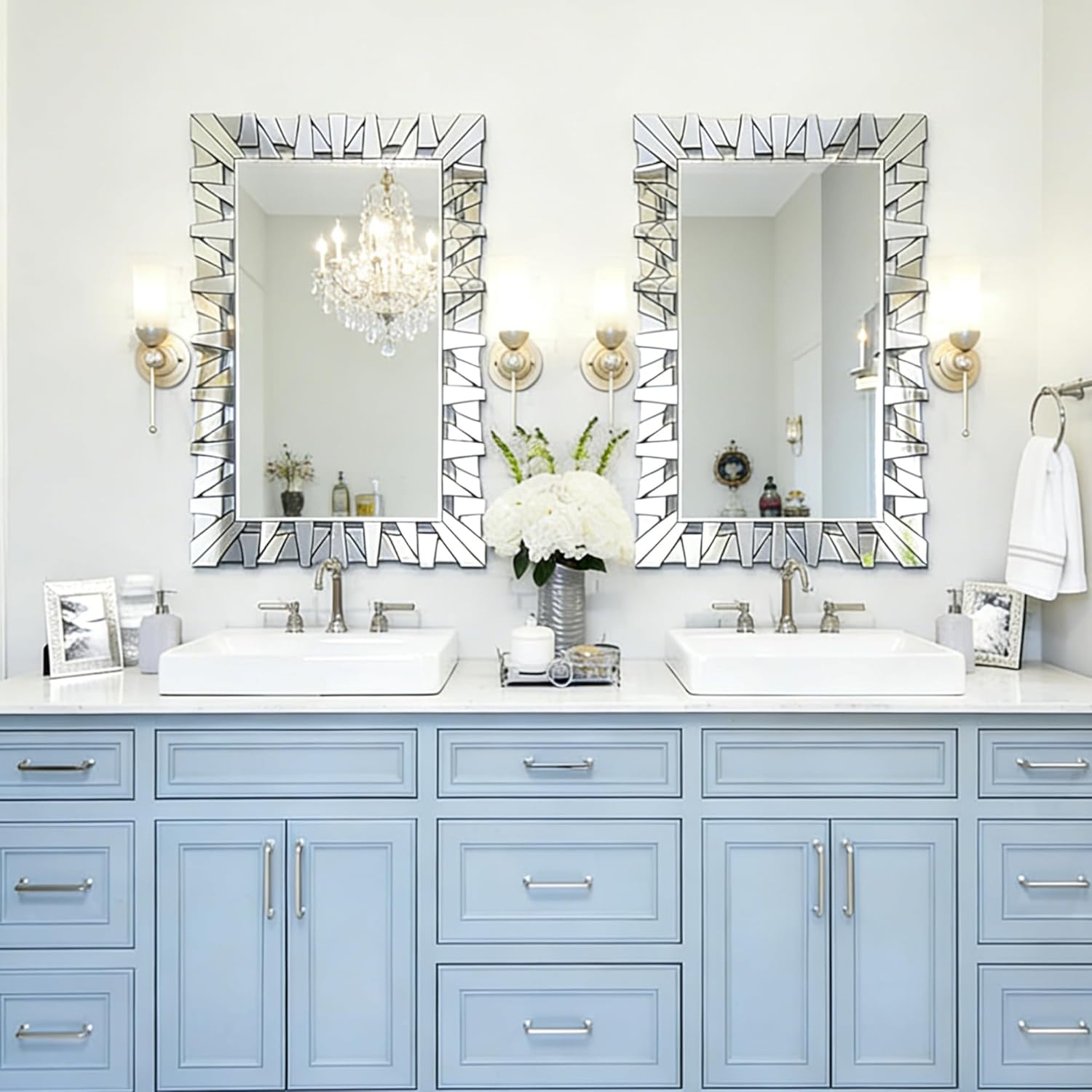 32"x47" Large Wall Mirror for Decor, Modern Irregular Mirror with Glass Frame, Vertical or Horizontal Deocr Mirror for Living Room, Entrance, Dining Room, Bedroom