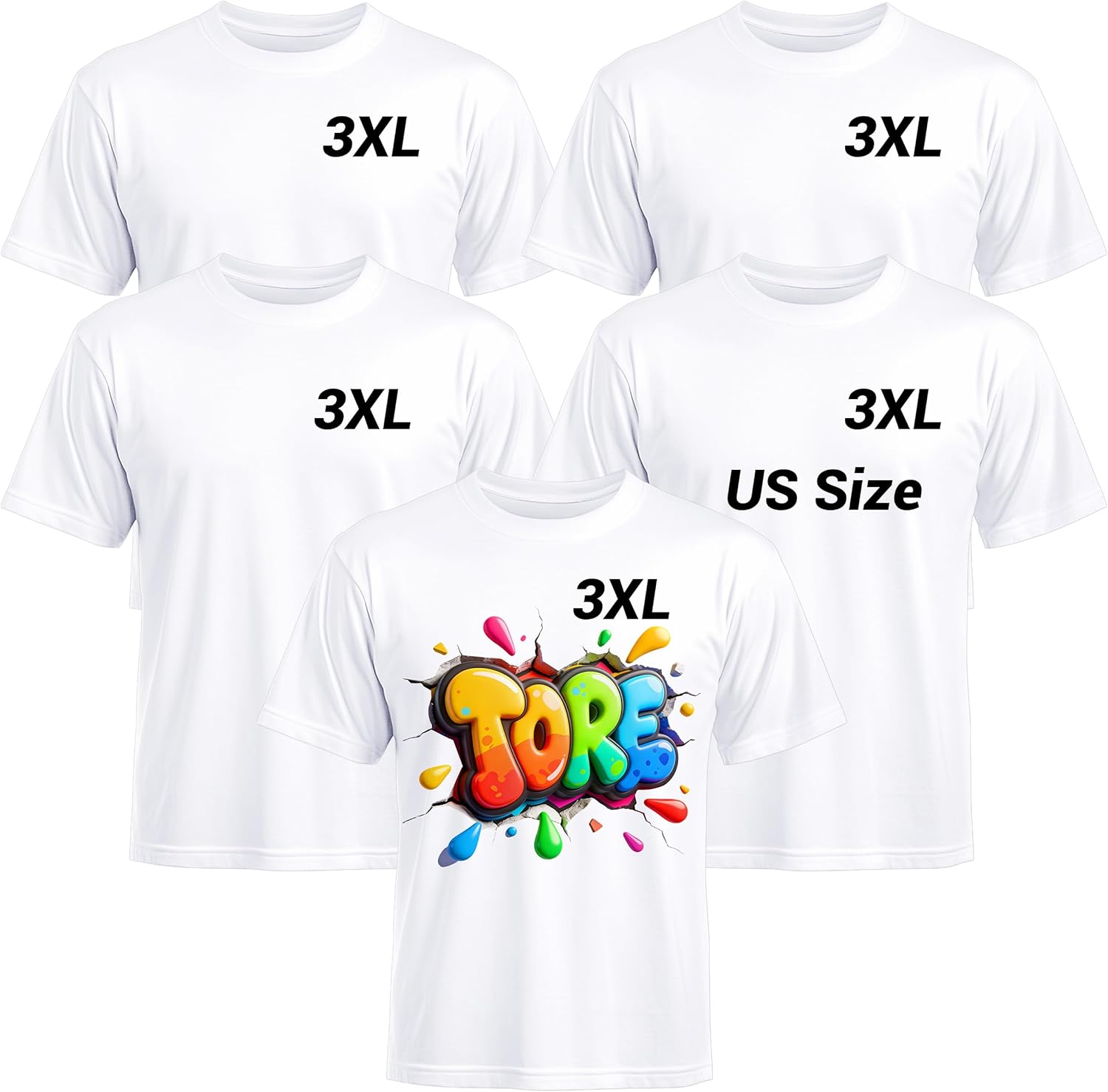 Joyclub Bundle of 5 Pack Sublimation Blanks Bulk Wholesale White Polyester T Shirts and 20 Pack Canvas Tote Bags
