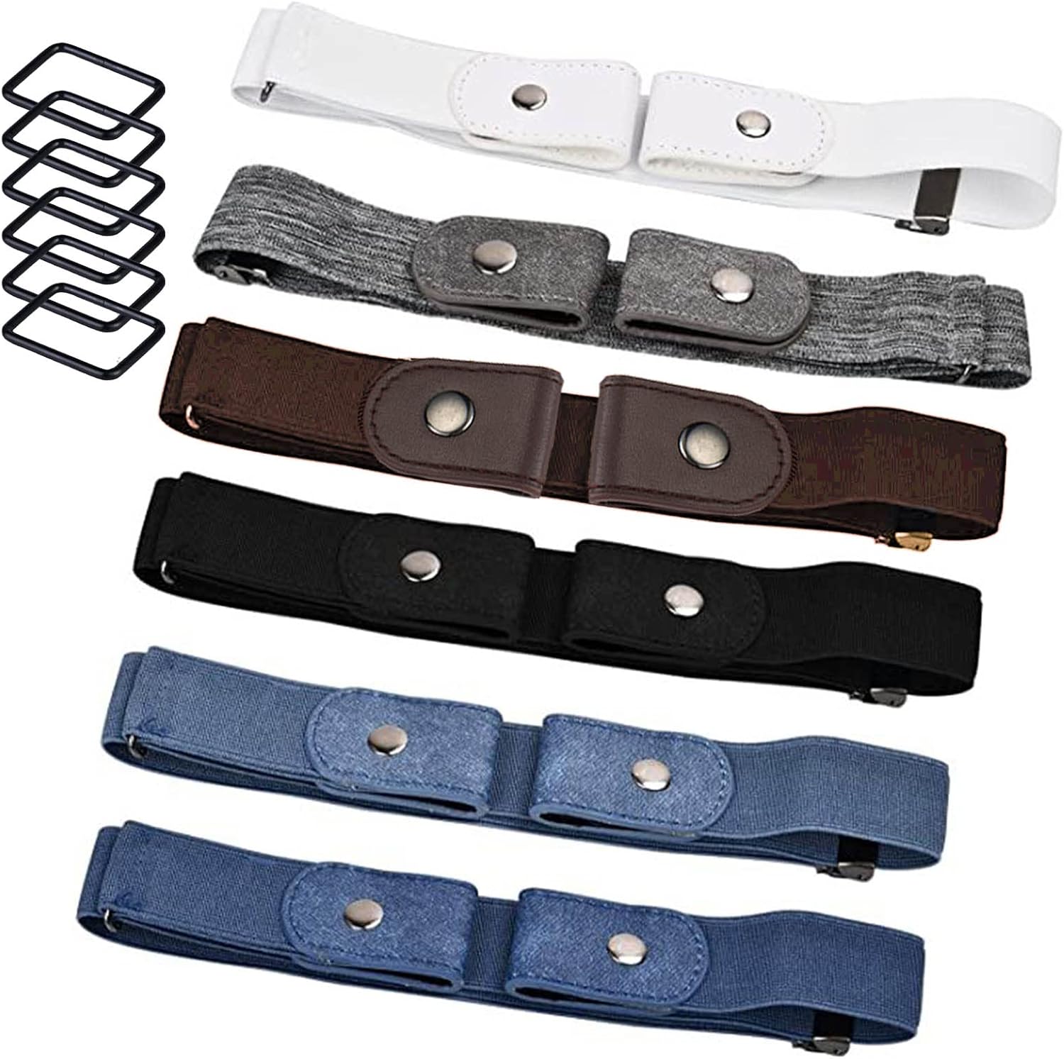 Nizirioo Women's Elastic Belt Without Buckle, 6 Pieces Elastic Buckle