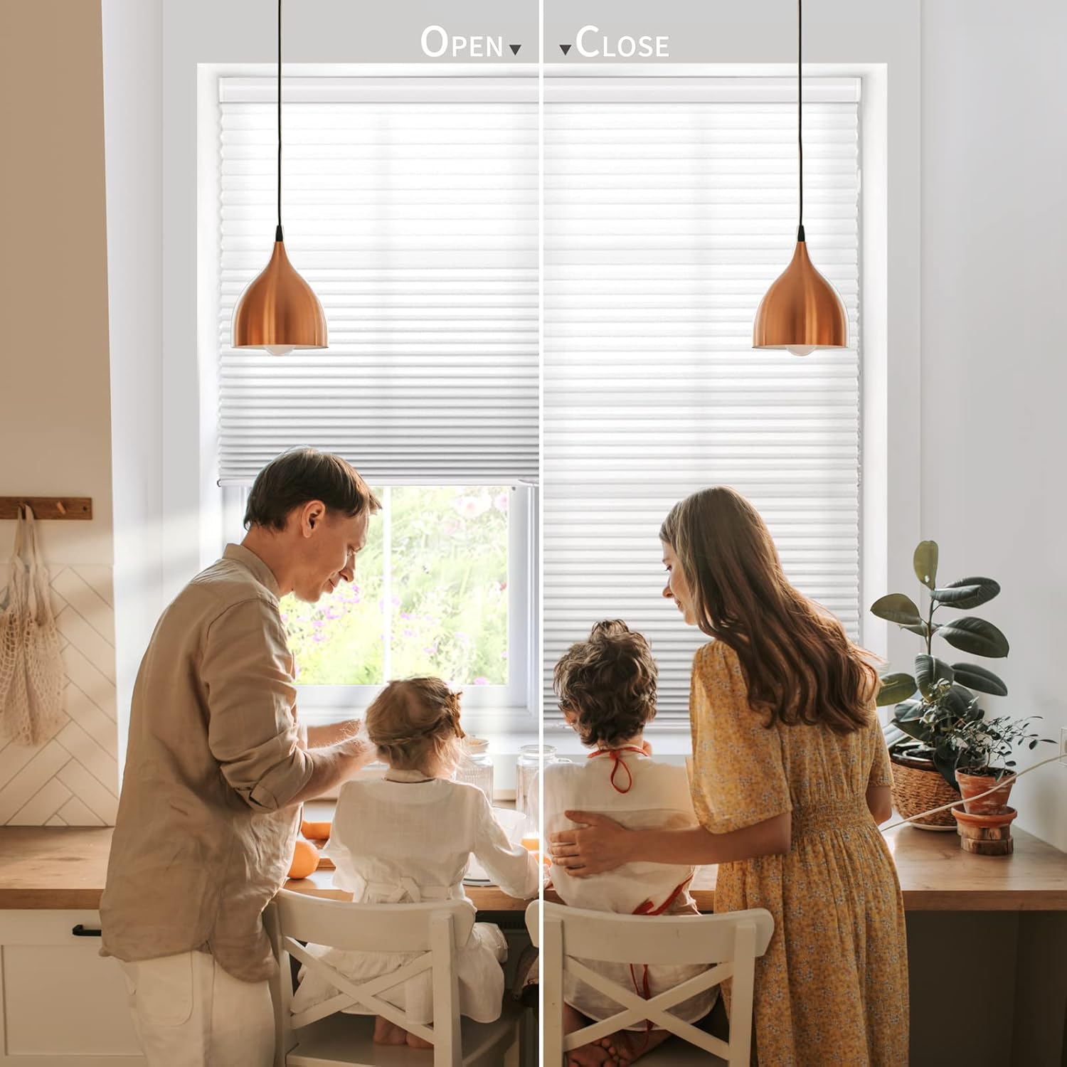 Light Filtering Cellular Blinds for Windows- Cordless Single Cell Honeycomb Shades, Customized Size, Natural Light Crossing Into Bedroom, Livingroom, White-Light Filtering, 30" W x 64" H