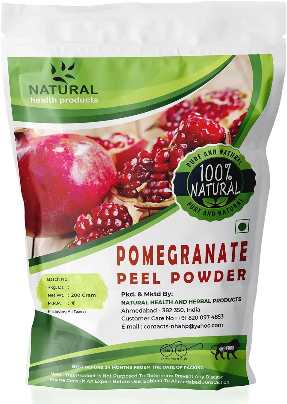 100% Natural Anar/Pomegranate Peel Powder Punica Granatum || Skin Hydration & Hare Care | 100% Natural Face pack for Acne-Spot Treatment | Face & Body Scrub | Hair fall Treatment (200 gm)