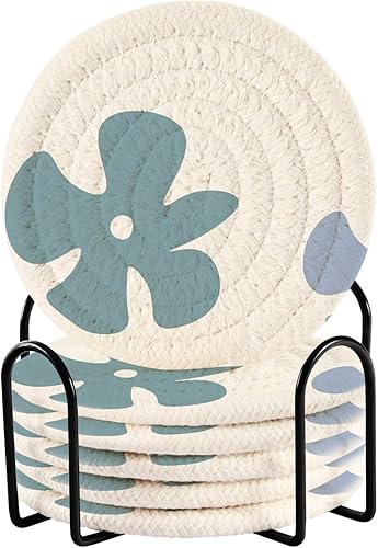 Coasters Absorbant with Holder Set of 6 Absorbent Coasters for Drinks Aesthetic Coasters Posavasos para Mesa 1290630