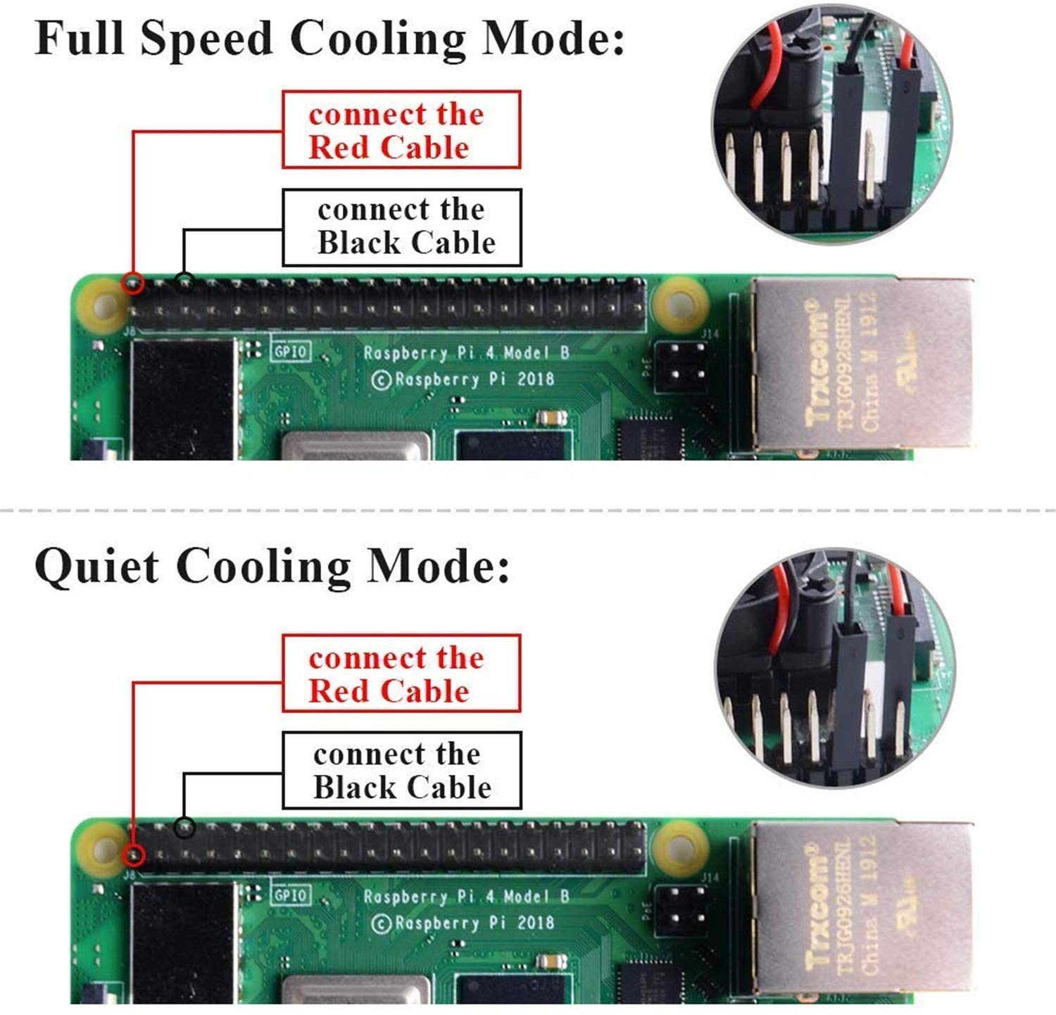 GeeekPi 4pcs Raspberry Pi 4 Quiet Fan, Raspberry Pi Cooling Fan 40x40x10mm 4010 Fan DC 5V Brushless CPU Cooling Fan Cooler Radiator for Raspberry Pi 4 Model B, Raspberry Pi 3B+/3B/2B (Multi-Colored)