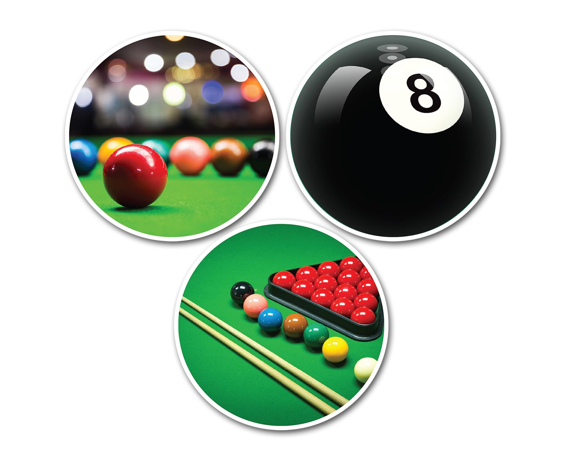 3 x 10cm Pool Vinyl Stickers - 8 Ball Snooker Balls Billards Travel Holiday Funny Kids Girls Boys Men Women Scrapbook Sticker #82215
