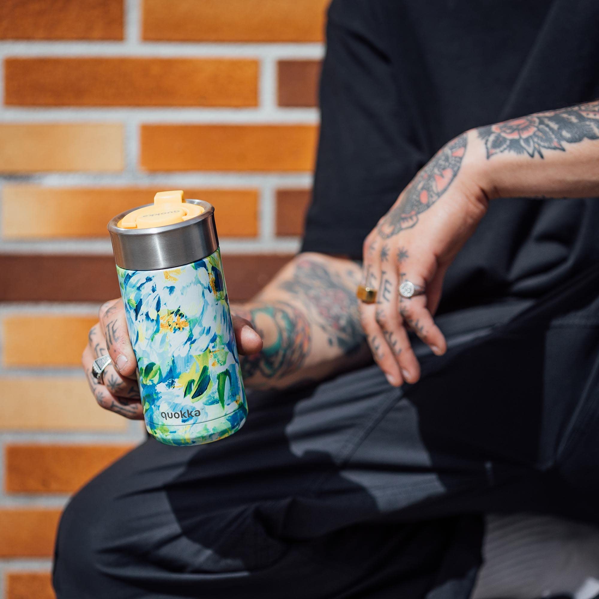 Quokka VASO CAFE TERMICO ACERO INOXIDABLE BOOST BLUE PEONIES 400 ML