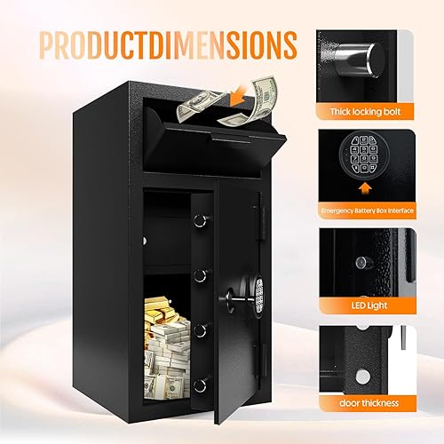 Miniatura 6 de Caja fuerte ignífuga de 4.0 pies cúbicos para negocios, con cajón integrado, caja fuerte resistente con ranura para caída, caja de dinero antirrobo