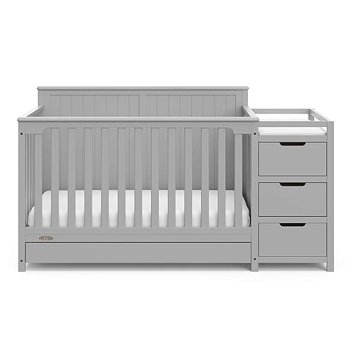 Miniatura 9 de Graco Hadley 5-in-1 Convertible Crib & Changer (Pebble Gray) – GREENGUARD Gold Certified, Fits Standard Crib Mattress, Converts to Toddler Bed and