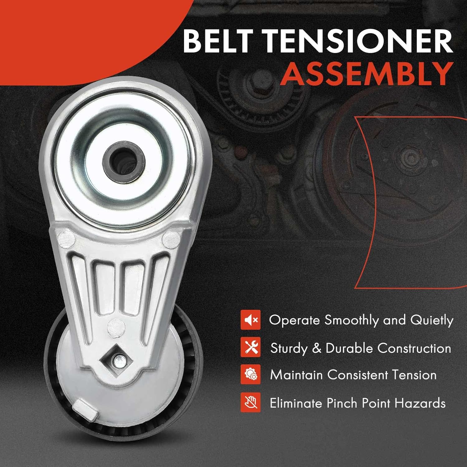 A-Premium Belt Tensioner Assembly with Pulley Compatible with Chrysler Sebring 2007-2010 & Dodge Avenger 2008-2010, V6 2.7L, Replace# 04891617AA, 4891617AB