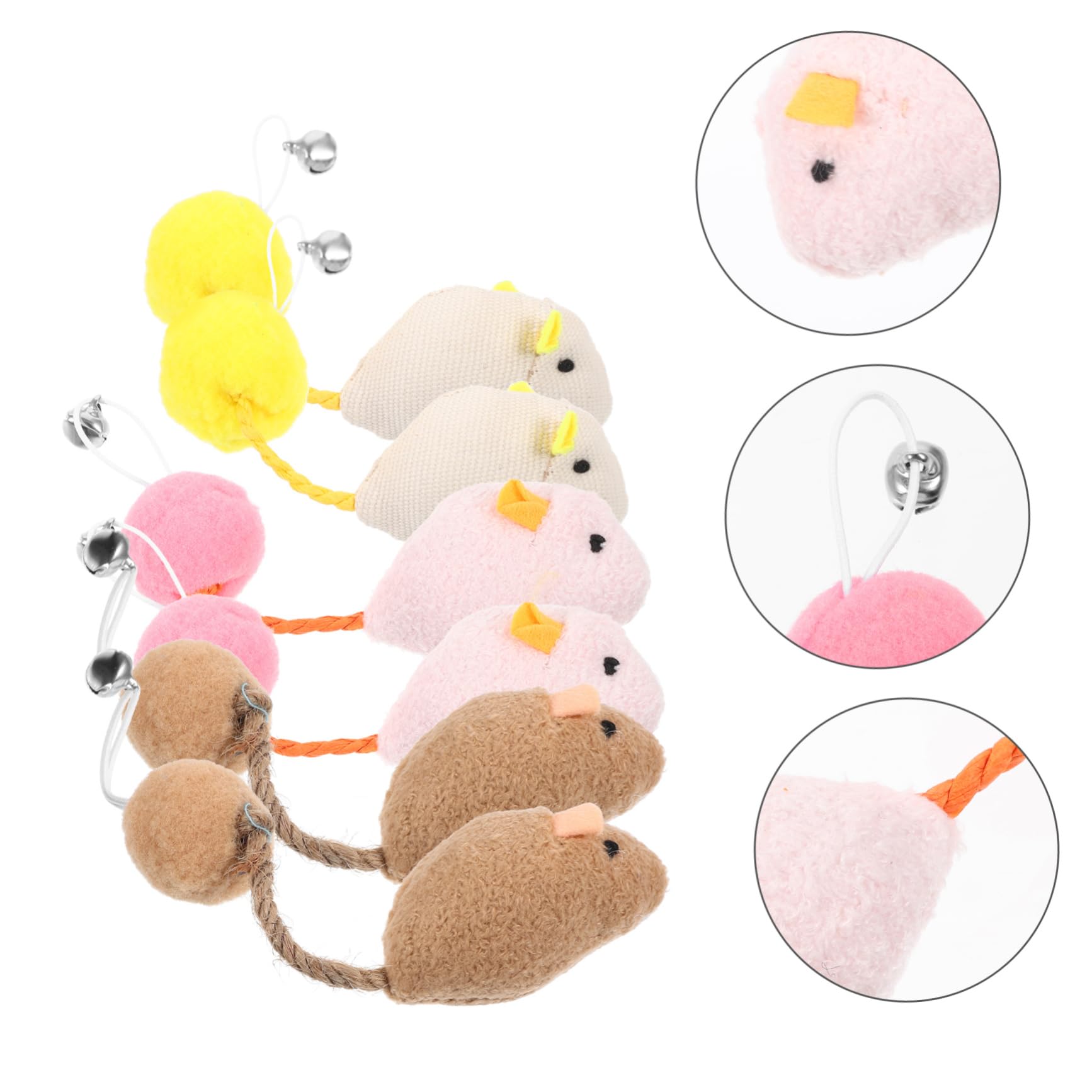 6pièces Souris pour Chats Lot de Jouets Colorés avec Clochettes Accessoires Amusants pour Chats Intérieur pour Éveiller Instinct De Chasse