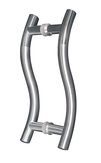 Nixnine Stainless Steel S Type Glass Door Handle, Pipe Pull Handle for Glass Door, (Silver), Pack of 1 Set (8 Inch)