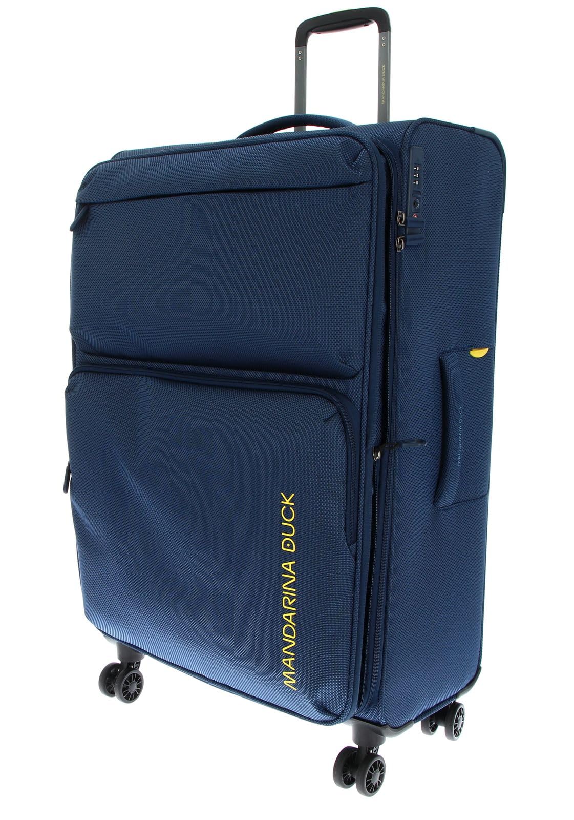 Mandarina Duck Zephyr Trolley Large EXP, Blu (dress blue), Trolley grande espandibile in tessuto morbido ad effetto 3D