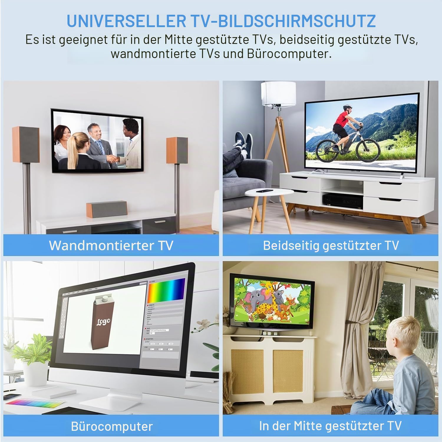 Qoosea 50 Zoll TV Bildschirmschutz - HD Klar, Acryl Schutzpanel für Fernseher mit Einpunkt-/Zweipunkt-Ständer, Wandmontage & Computermonitore