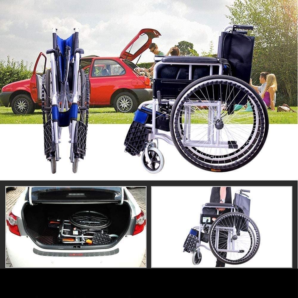 BKEKM Silla de Ruedas Silla de Ruedas de Transporte Plegable Mobility - Silla de Aluminio con Freno de Mano y Rueda Silla de Ruedas Manual Ligera para Adultos Cómodo