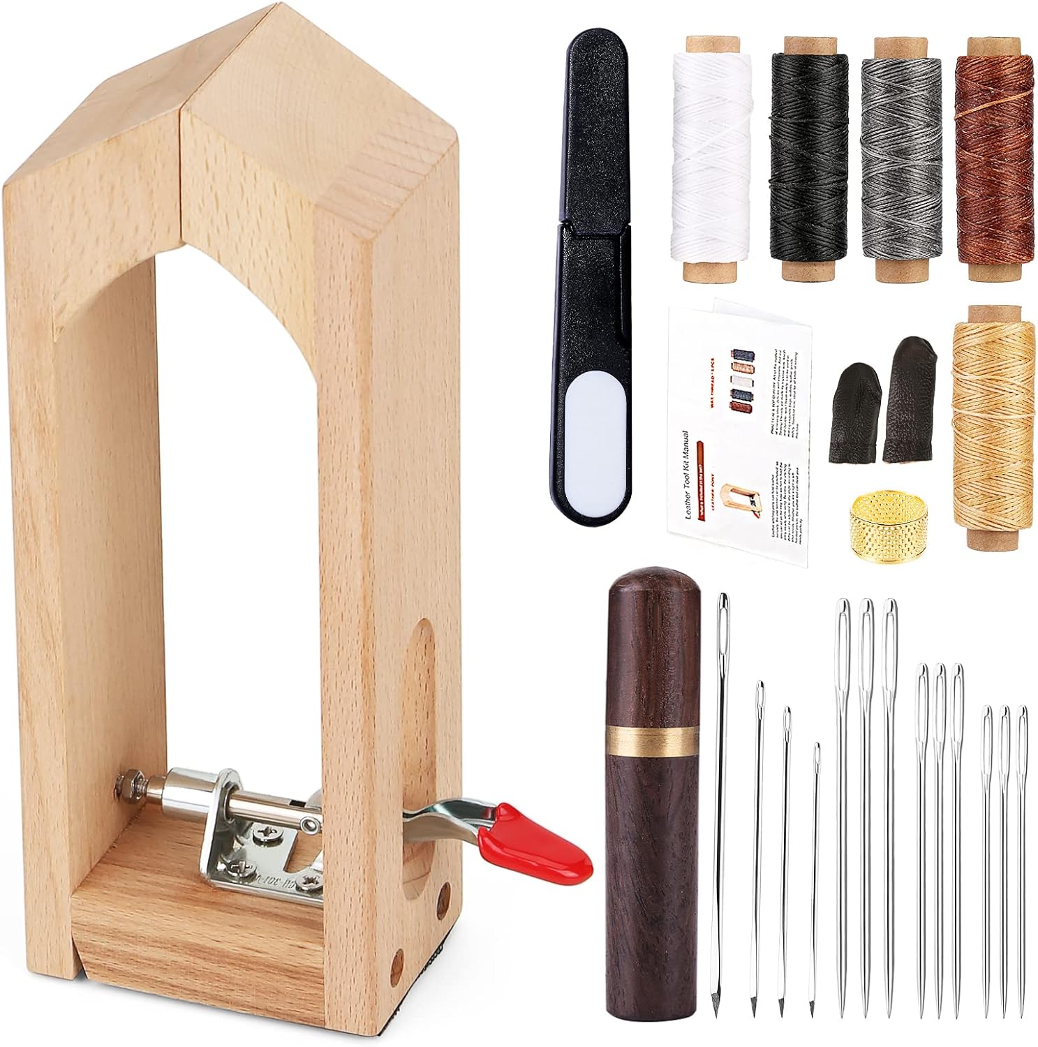 Leather Working Pony - Mini Stitching Pony for Leather, Leather Sewing Clamp,Leather Sewing Kits with Leather Needle and Thread, Thread Waxed for Leather Hand Stitching