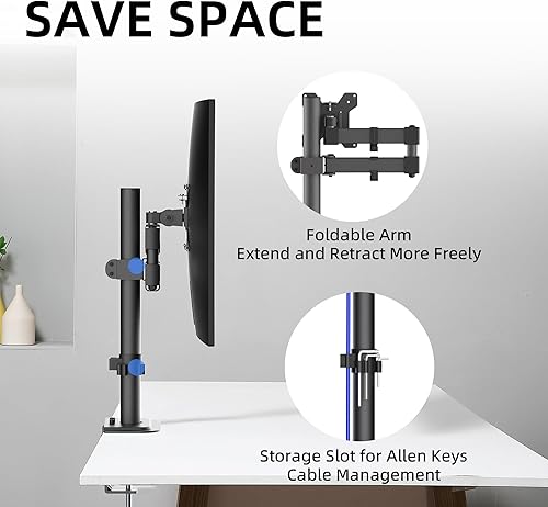 Miniatura 4 de Bracwiser Soporte para monitor con brazo totalmente ajustable para una pantalla de 13-32 pulgadas, 22 libras para monitor de pantalla de computadora