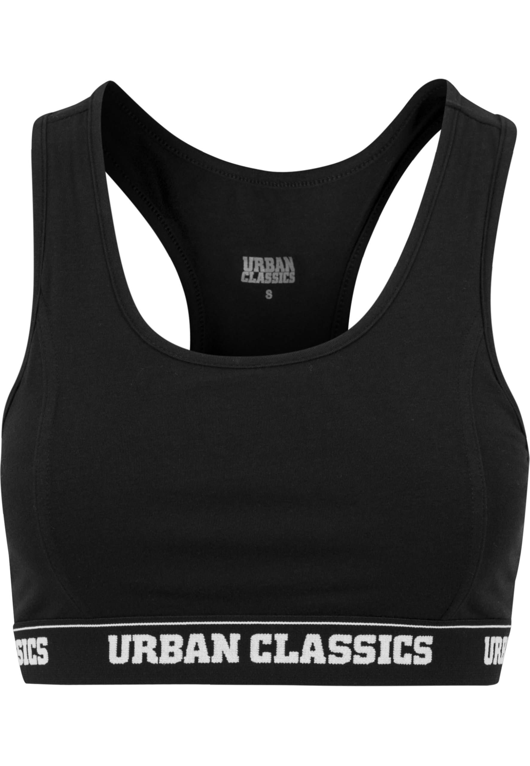 Urban Classics Women's Sports Tank top with Logo Bra, Black, S