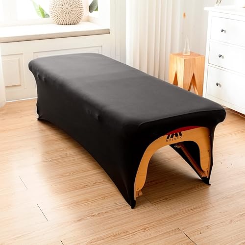 Miniatura 7 de 2 fundas de cama negras para mesa de masaje de 6 pies, cubierta de elastano (negro, 2)