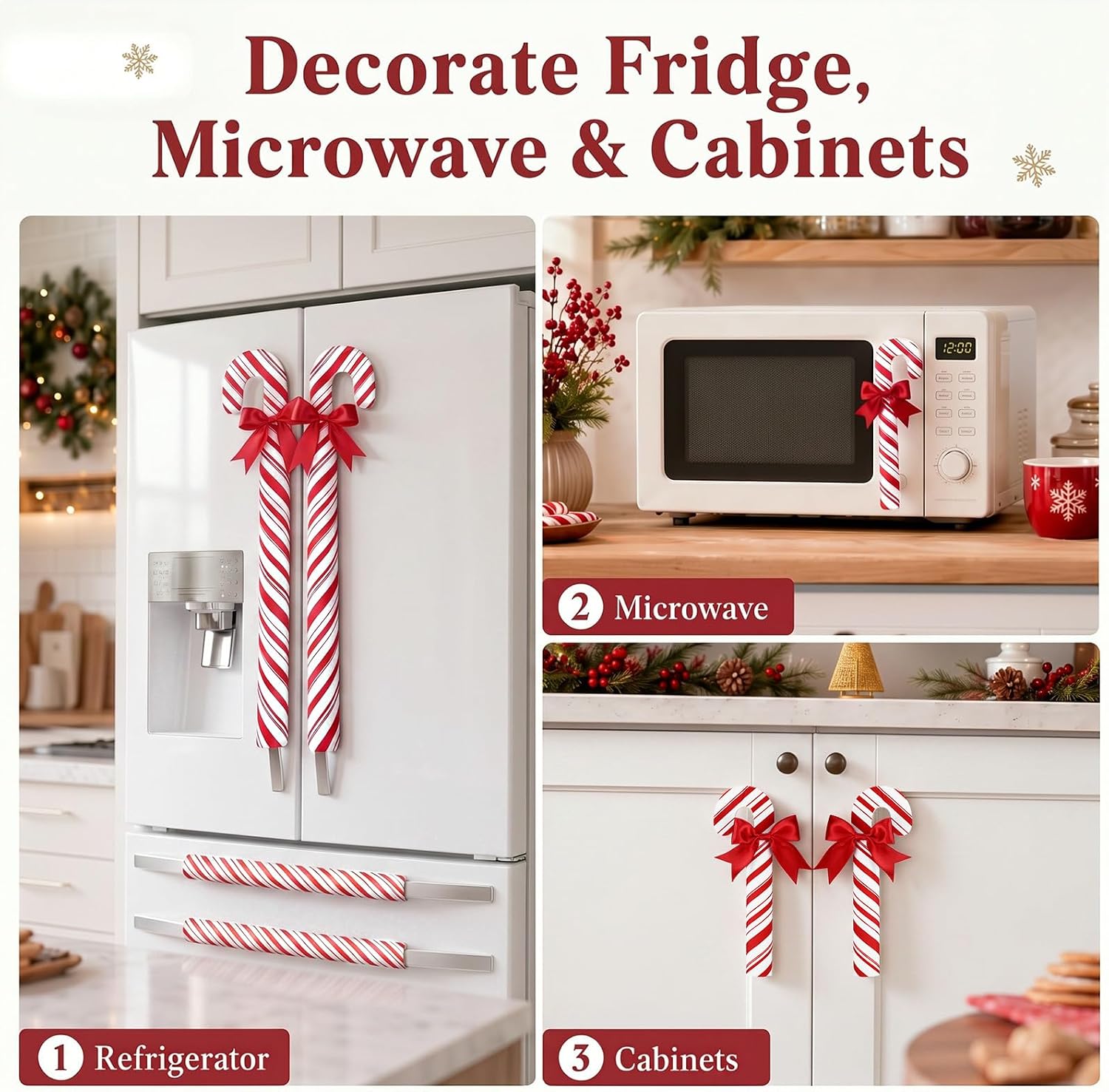 Tingjoo 6 Pcs Christmas Candy Cane Refrigerator Handle Covers Cabinet
