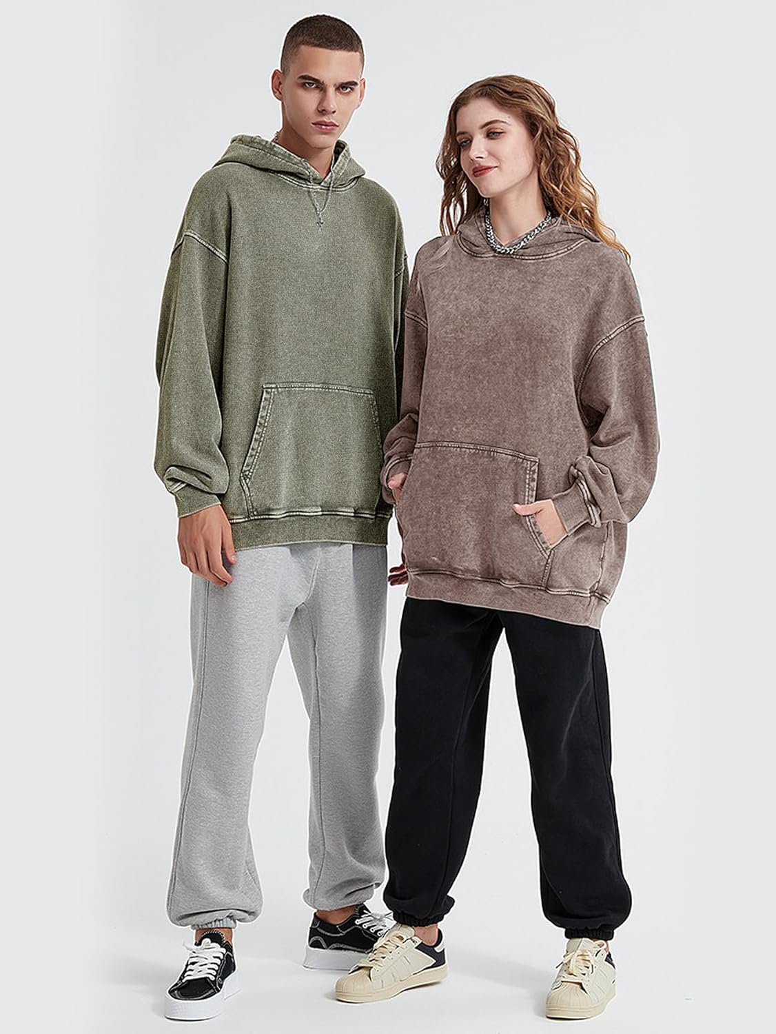 Mens Oversized Hoodie Acid Wash Hoodies Women Vintage Sweatshirt Heavyweight Cotton Unisex Retro Pullover Streetwear - Image 6