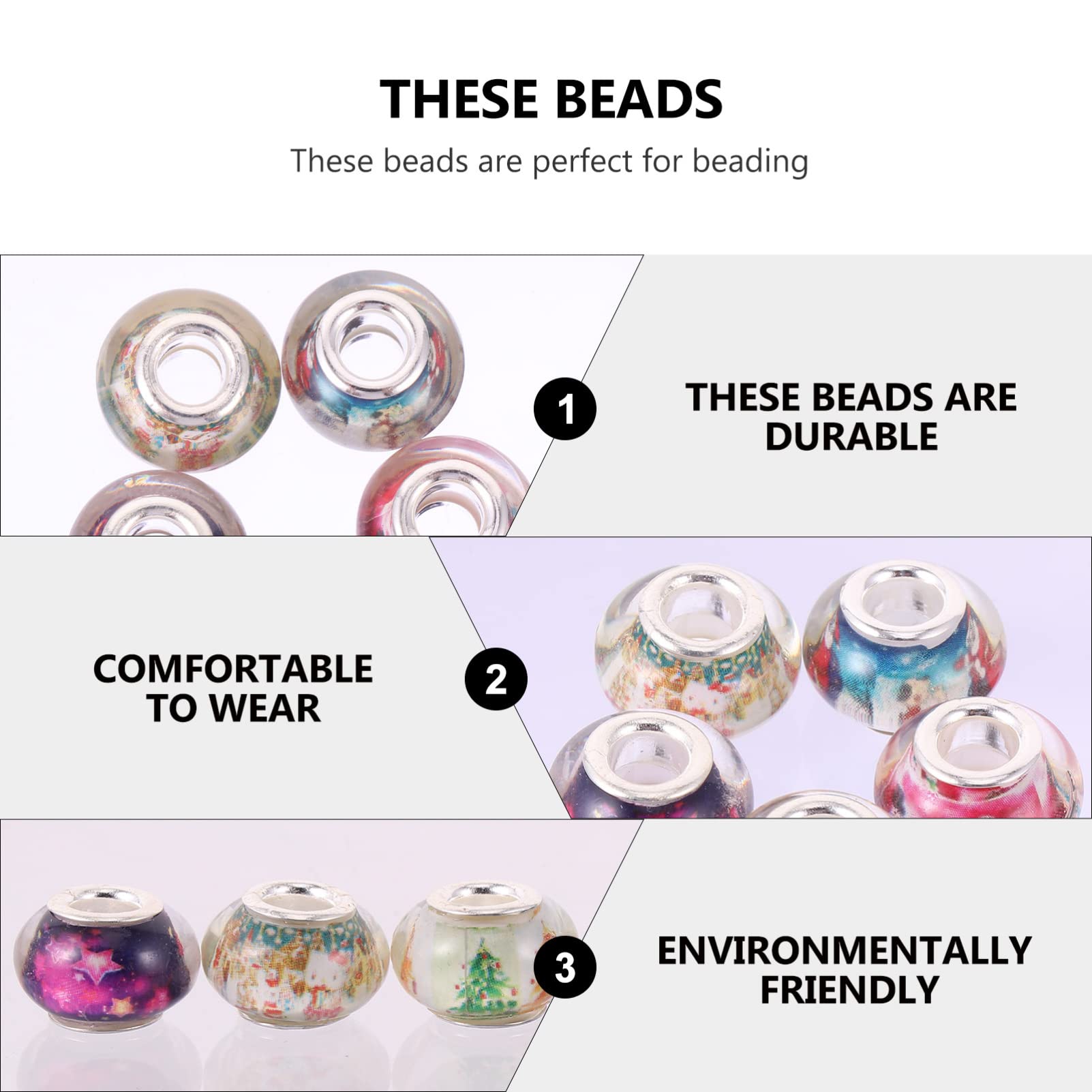 DOITOOL 2 Sätze Große Loch Spacer Perlen Charms Für Diy Schmuck Armbänder Ohrringe Bunte Glasperlen Für Bastelprojekte Und Schmuckherstellung 100 Stück * 2