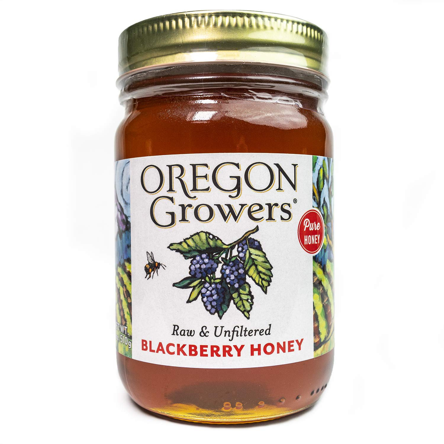 Oregon Growers Raw & Unfiltered Blackberry Honey - Organic Honey, Raw Honey, Organic Raw Honey, Raw Unfiltered Honey, Organic Blackberry Honey, All Natural Ingredients - 18 Oz (Pack of 1)