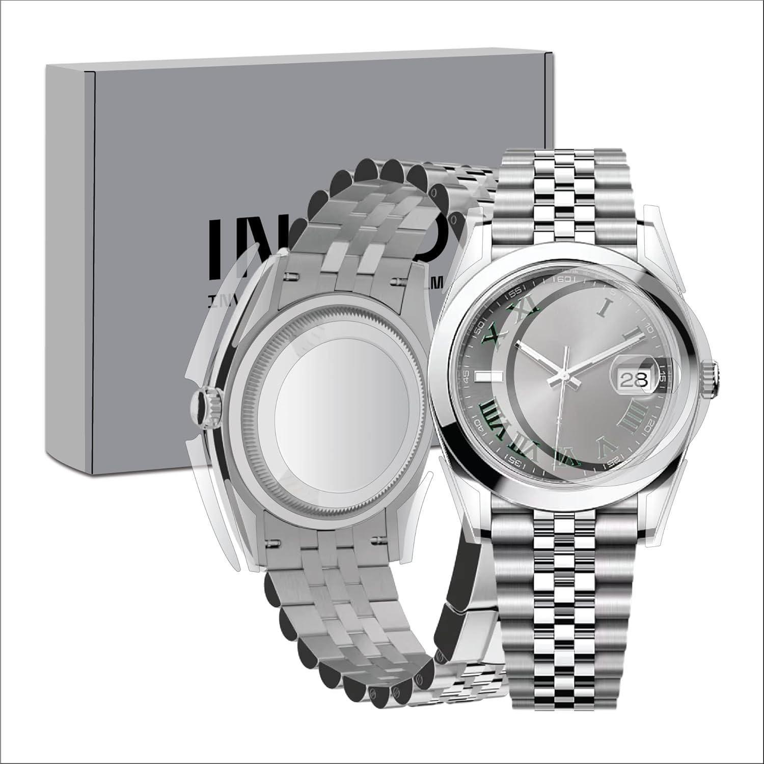 INCO Watch Protection Film Compatible with Ref. 126334 Rolex Datejust 41mm – 2-Pack TPU Guard for Case & Buckle, Glossy Invisible Finish, Anti-Scratch
