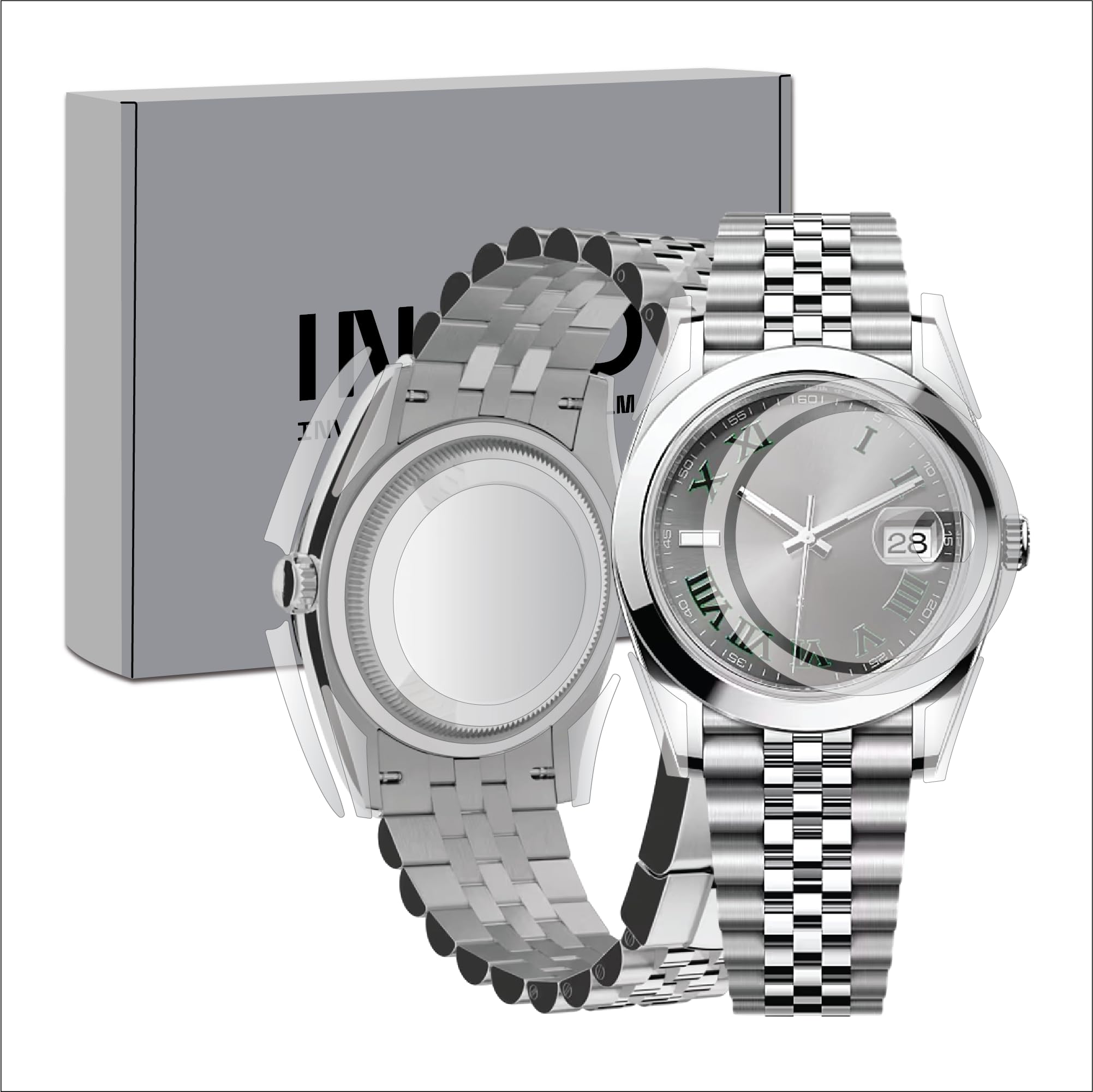 INCO Watch Protection Film Compatible with Ref. 126334 Rolex Datejust 41mm – 2-Pack TPU Guard for Case & Buckle, Glossy Invisible Finish, Anti-Scratch
