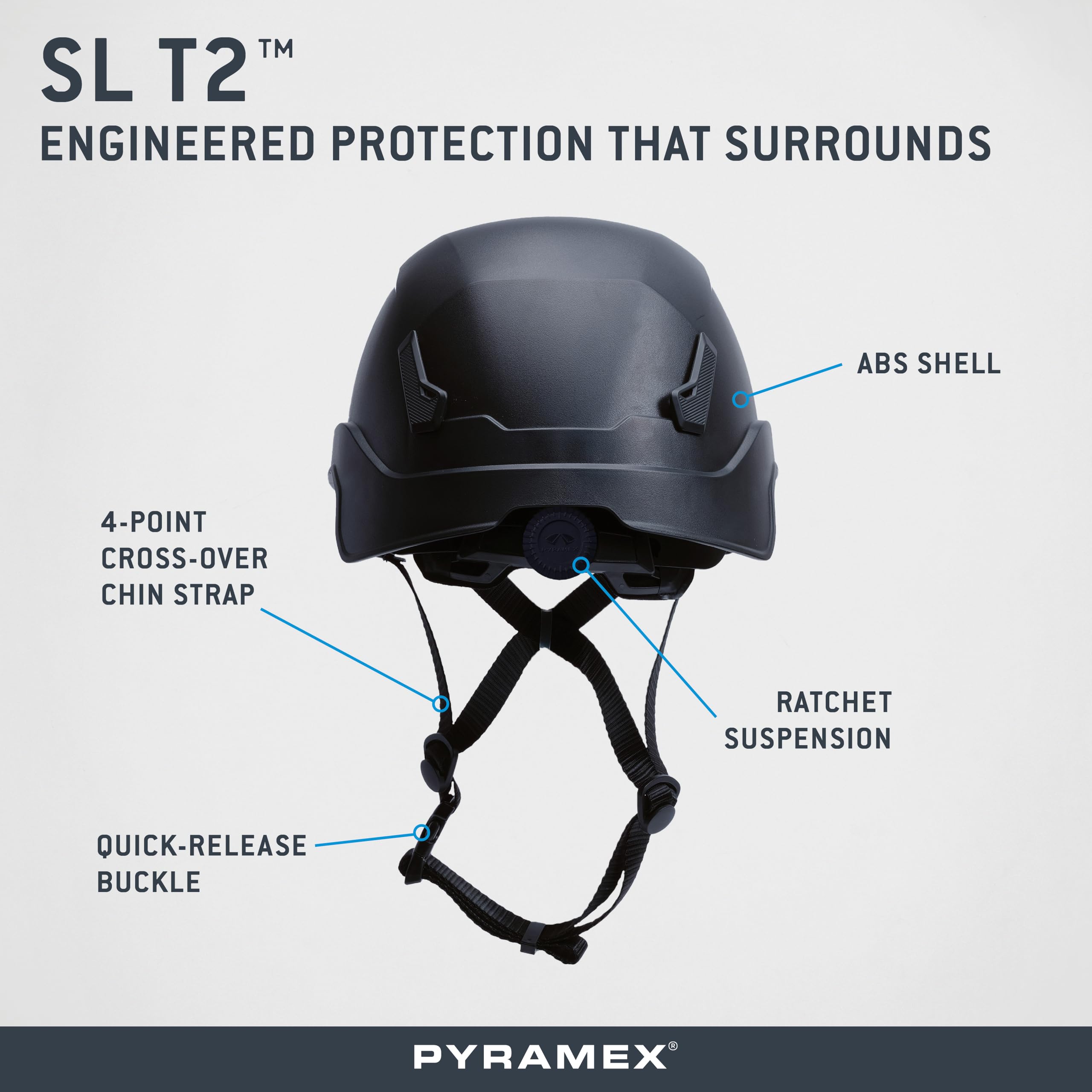Pyramex SL T2 Type II Casque de sécurité Noir ventilé