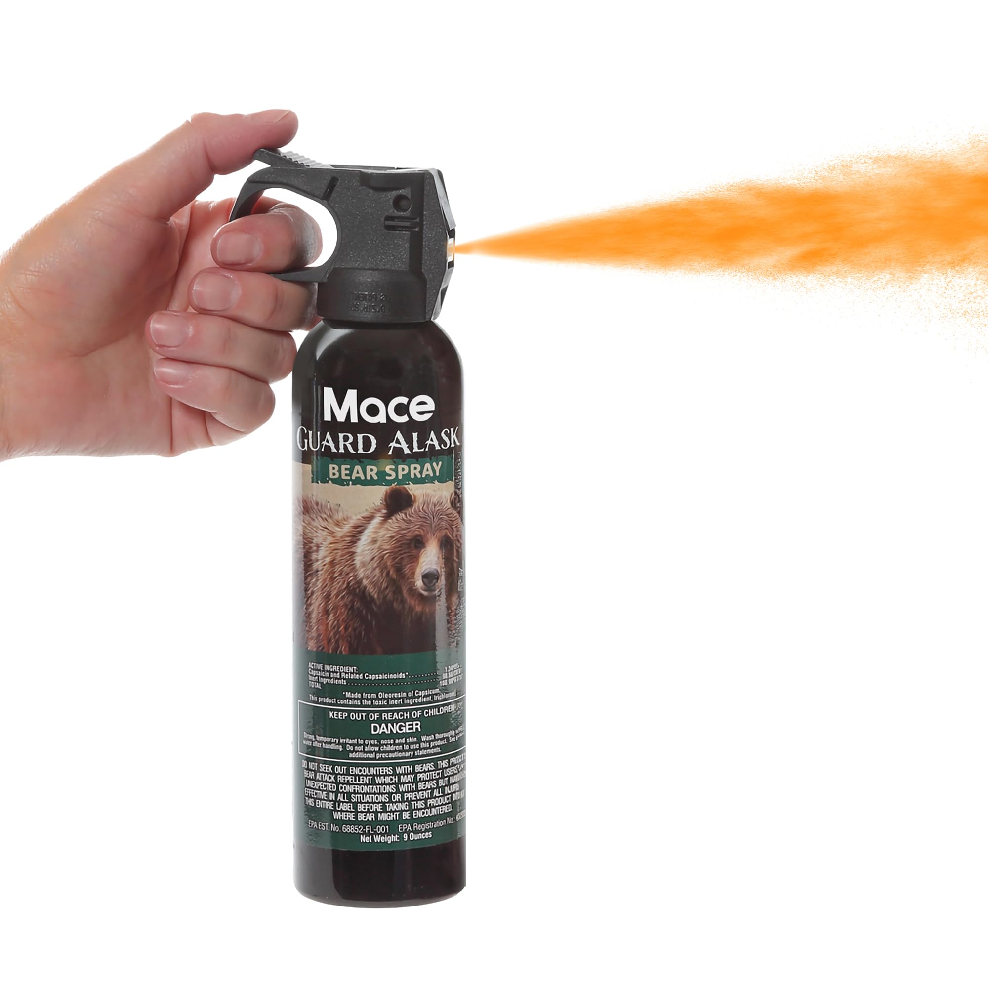 Mace Brand Guard Alaska Bear Deterrent Self Defense Spray, 9.17 oz, 20 Feet Range, Max Strength 20% OC Wildlife Safe Formula, Essential for Outdoors, Hiking, Camping, & Hunting