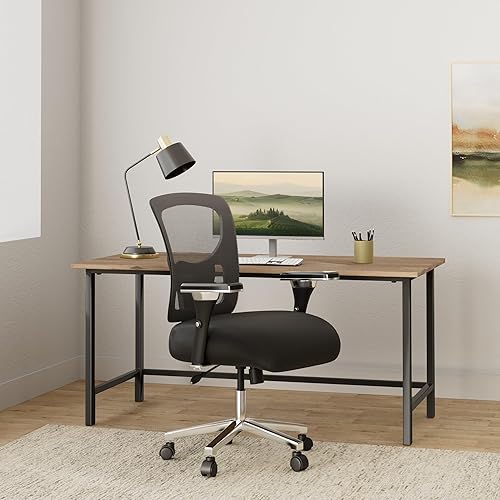 Miniatura 2 de DUMOS Silla ergonómica de escritorio de oficina en casa, respaldo medio resistente con soporte lumbar y reposabrazos 4D, malla ajustable en altura