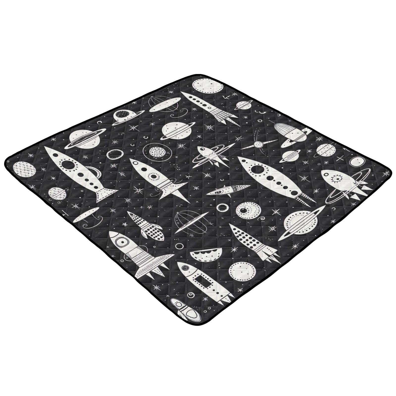 WELLDAY Space Rockets Baby Play Mats, Waterproof Anti- Slip Play Mat for Babies, Thicken Soft Foldable Baby Play mats for Floor, 50