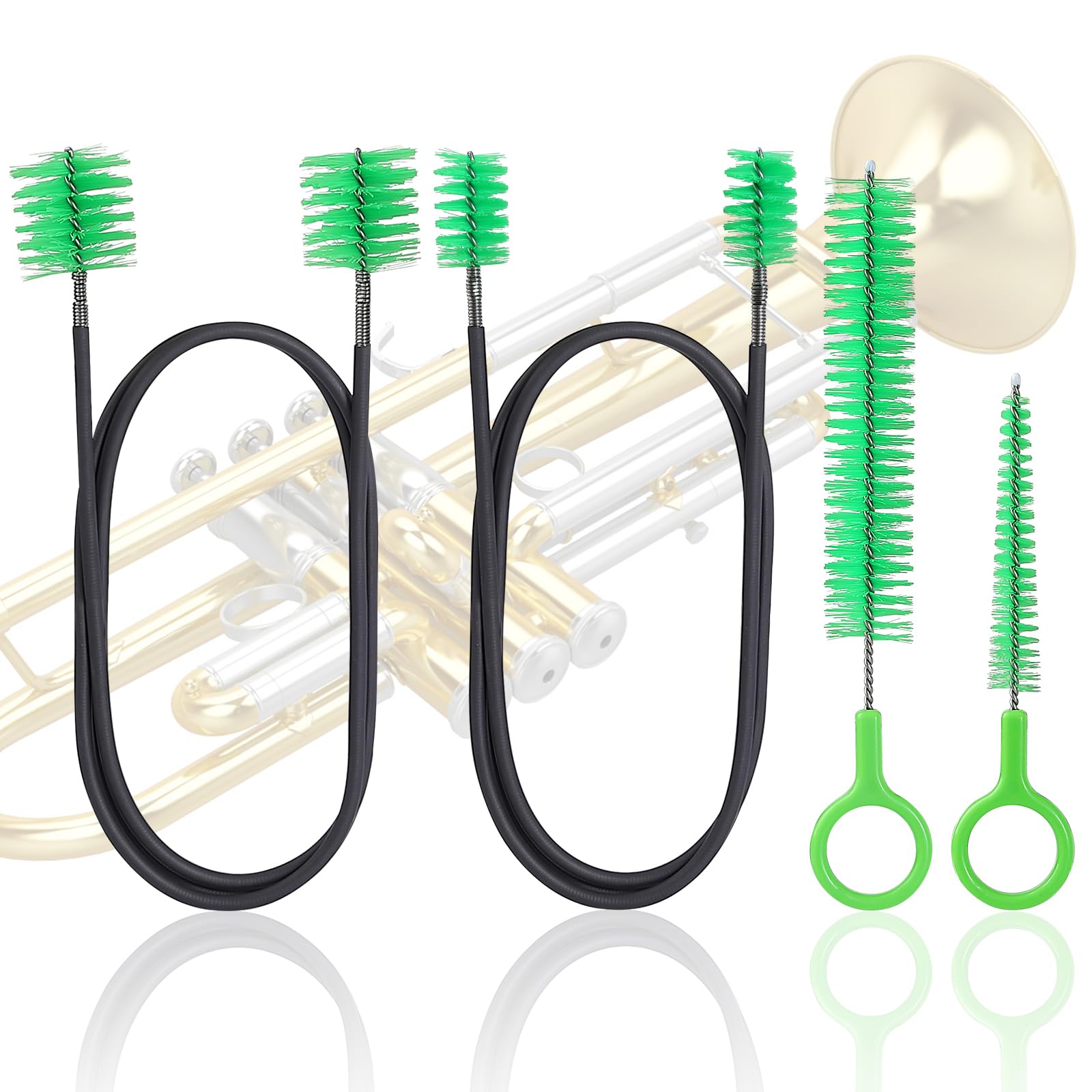 4 Pcs Cleaning Snake Brush Care Kit, 47 inch an8 inch 5.8inch The Brush Head is Made of High-Quality Fiber with Spring in the Middle which can be Trumpet Cleaning Kit Brush Valve Brush Flexible Brush