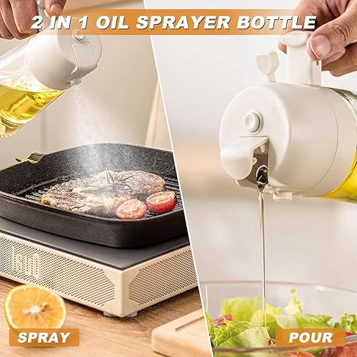 Miniatura 3 de Pulverizador de aceite de oliva de vidrio de 16 oz470 ml para cocinar - Dispensador de aceite de oliva 2 en 1 para utensilios de cocina, freidora de