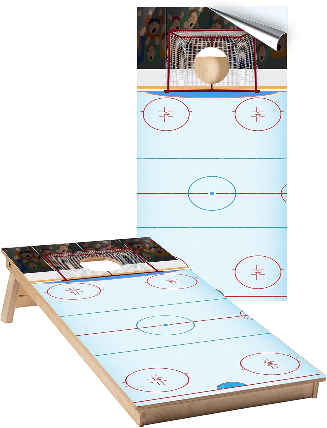 Cornhole Wrap #413 - Hockey Ice - Cornhole Graphic Decals - Includes Application Squeegee - Set of (2) 25" x 49" Wraps with Gloss Laminate