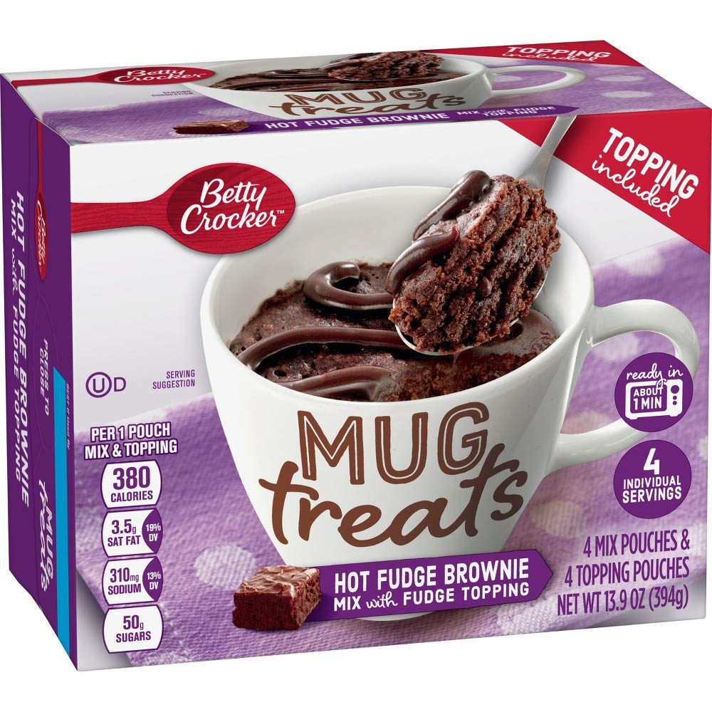 Hot Fudge Brownie Mug Treat Cake Mix (Pack of 4) by Betty Crocker – 13.9 Oz (Pack of 4), Brown, Pack of 4