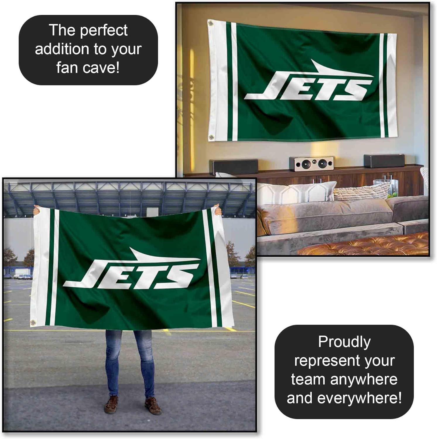 New York Jets New Logo Large 3x5 Flag - Image 5