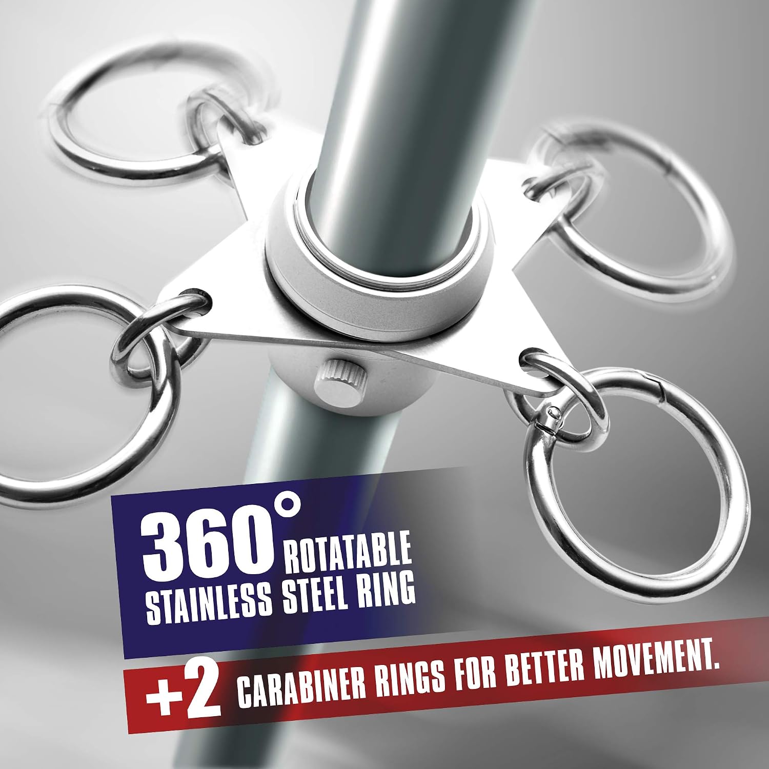 LUMI Flag Pole Rings Kit | 2 pcs | Rotating Adjustable Flag Clips for Flagpole, Hardware Clips for 0.75-1.02 in Poles | Aluminum and Stainless Steel Flag Mounting Rings, Flagpole Clips