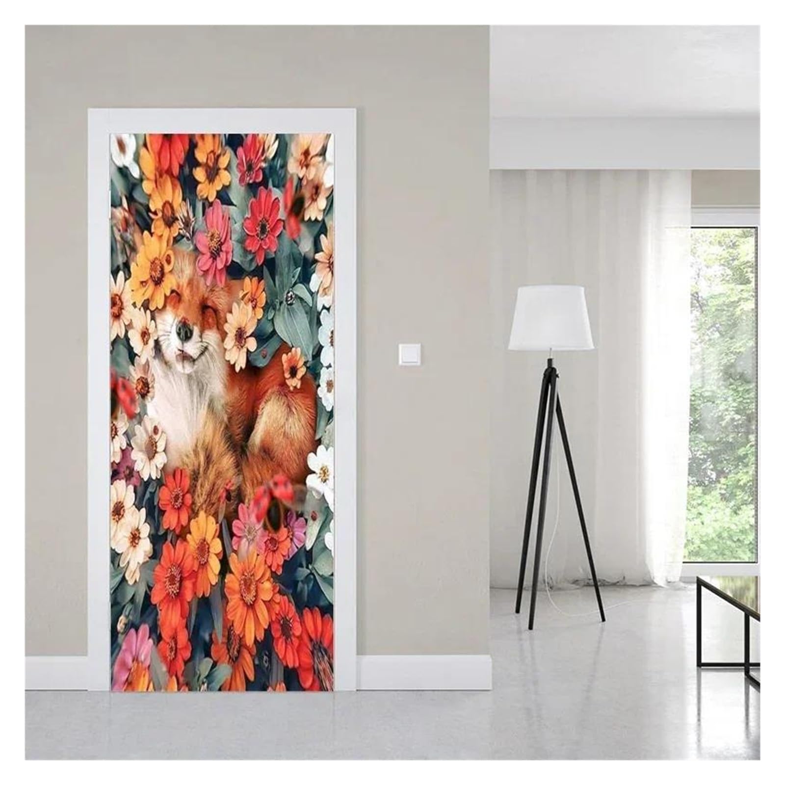 Autocollants de porte art floral pour grandir la chambre à coucher parentale